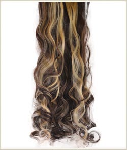 CURLY Dark Brown-Blonde Mix